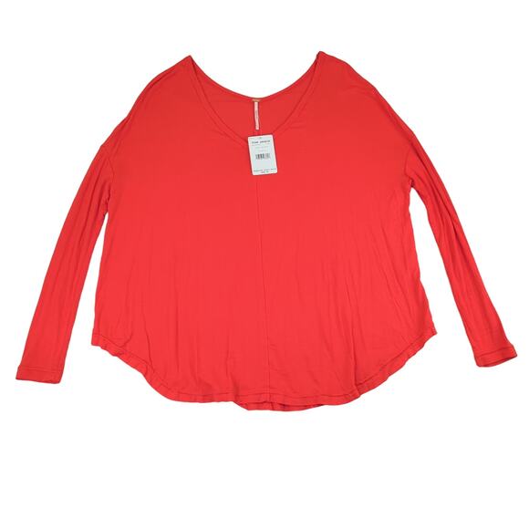 Free People Moonshine Tunic Top Love Glare V-neck Small Oversized Ribbed Sleeves - Picture 1 of 10